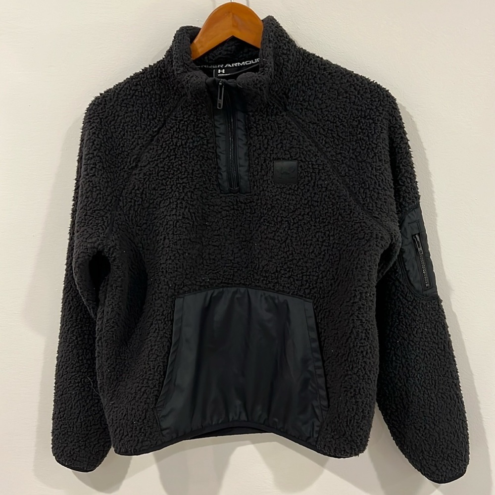 Under Armour Women's UA Sherpa Fleece Pullover Black Comfort Hoodie  siz… - Picture 2 of 6
